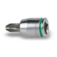 головки-насадки под профиль Phillips®, цветные, внутренний квадрат 1/4", хромированные - полированные изнутри