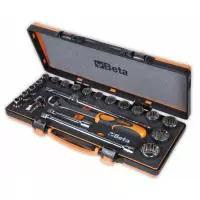 Комплект из 17 головок с профилем Gear lock  и 5 принадлежностей, в ложементе из мягкого пенопласта  в металлическом кейсе