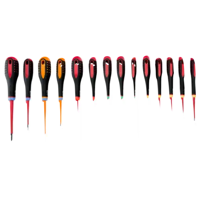 Набор изолированных отверток ERGO™, 14 штук. Под винты со шлицем, Phillips, Pozidriv, TORX® и комбинированные винты Pozidriv BE-9876S
