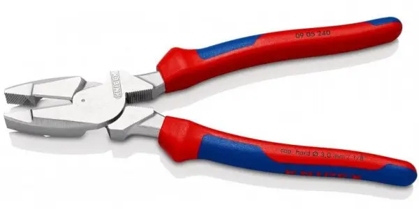 Плоскогубцы электромонтажные Lineman's Pliers L-240 мм, хром, 2К ручки KNIPEX 09 05 240 KN-0905240