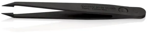 Пинцет углепластиковый ESD, 115 мм, гладкие прямые игловидные губки KNIPEX 92 09 02 ESD KN-920902ESD