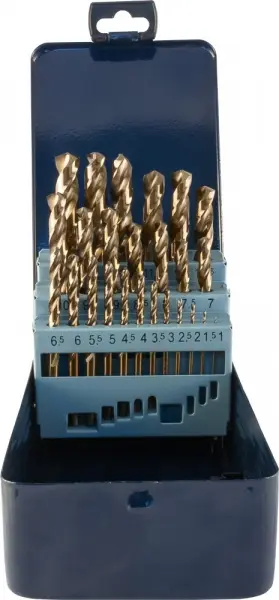 TDBS25K5 Набор спиральных сверл по металлу HSS Co в металлическом кейсе, d1.0-13.0 мм, 25 предмето