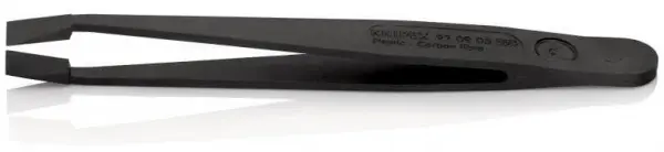 Пинцет углепластиковый ESD, 115 мм, гладкие прямые тупые губки KNIPEX 92 09 05 ESD KN-920905ESD