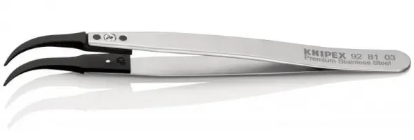 Пинцет ESD гладкие заострённые губки под 60C KNIPEX 92 81 03 KN-928103