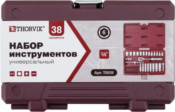 TS038 Набор инструмента 1/4"DR, 38 предметов