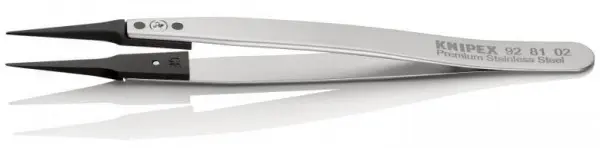 Пинцет ESD гладкие прямые заострённые губки KNIPEX 92 81 02 KN-928102