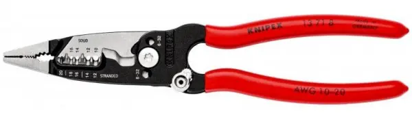 Клещи электромонтажные, 7-в-1, зачистка: 10 - 20 AWG, L-200 мм, 1К ручки KNIPEX 13 71 8 KN-13718