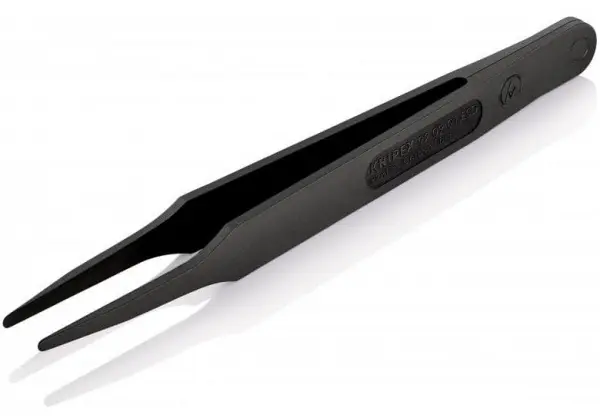 Пинцет углепластиковый ESD, 115 мм, гладкие прямые тупые губки KNIPEX 92 09 01 ESD KN-920901ESD