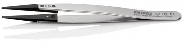 Пинцет ESD гладкие прямые тупые губки KNIPEX 92 81 01 KN-928101